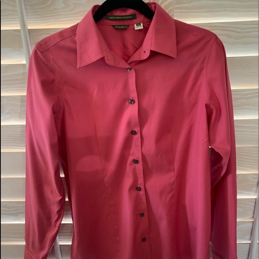 Coral pink long sleeve blouse